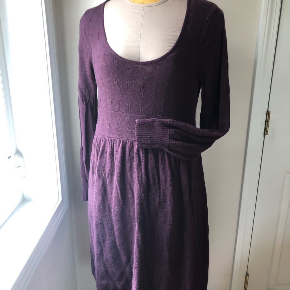 Fine gauge pointelle knit long slv dress.